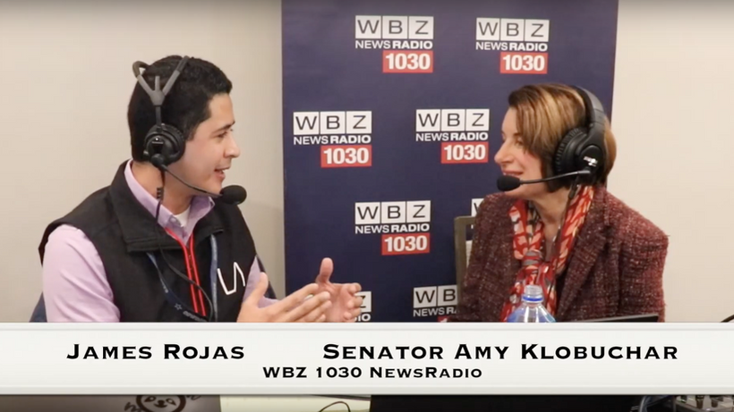 Senator and Democratic candidate Amy Klobuchar sits down to talk on primary day in Manchester, NH.