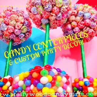 Candy Centerpieces, Custom Lollipop Topiaries, Decor, Rainbow, Candy Land, Wonka Party, Sweet Shoppe