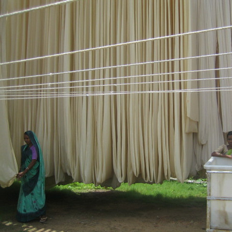 Picture of two working women on a organic cotton farm in India