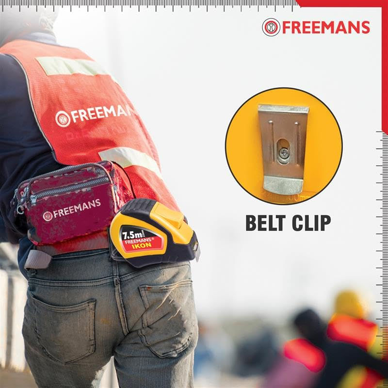 Thumbnail: FREEMANS IKON 7.5 Meter Heavy Duty Steel Measuring Tape with Auto-Lock