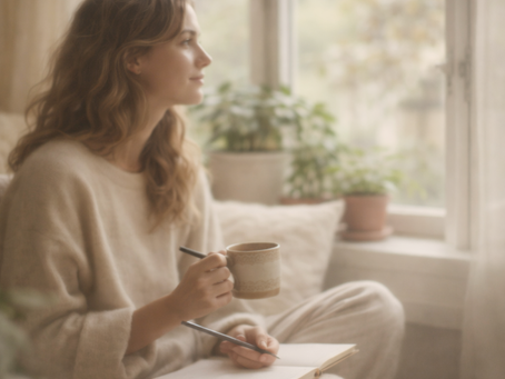 pensive woman sitting in airy room contempleating a question about her life
