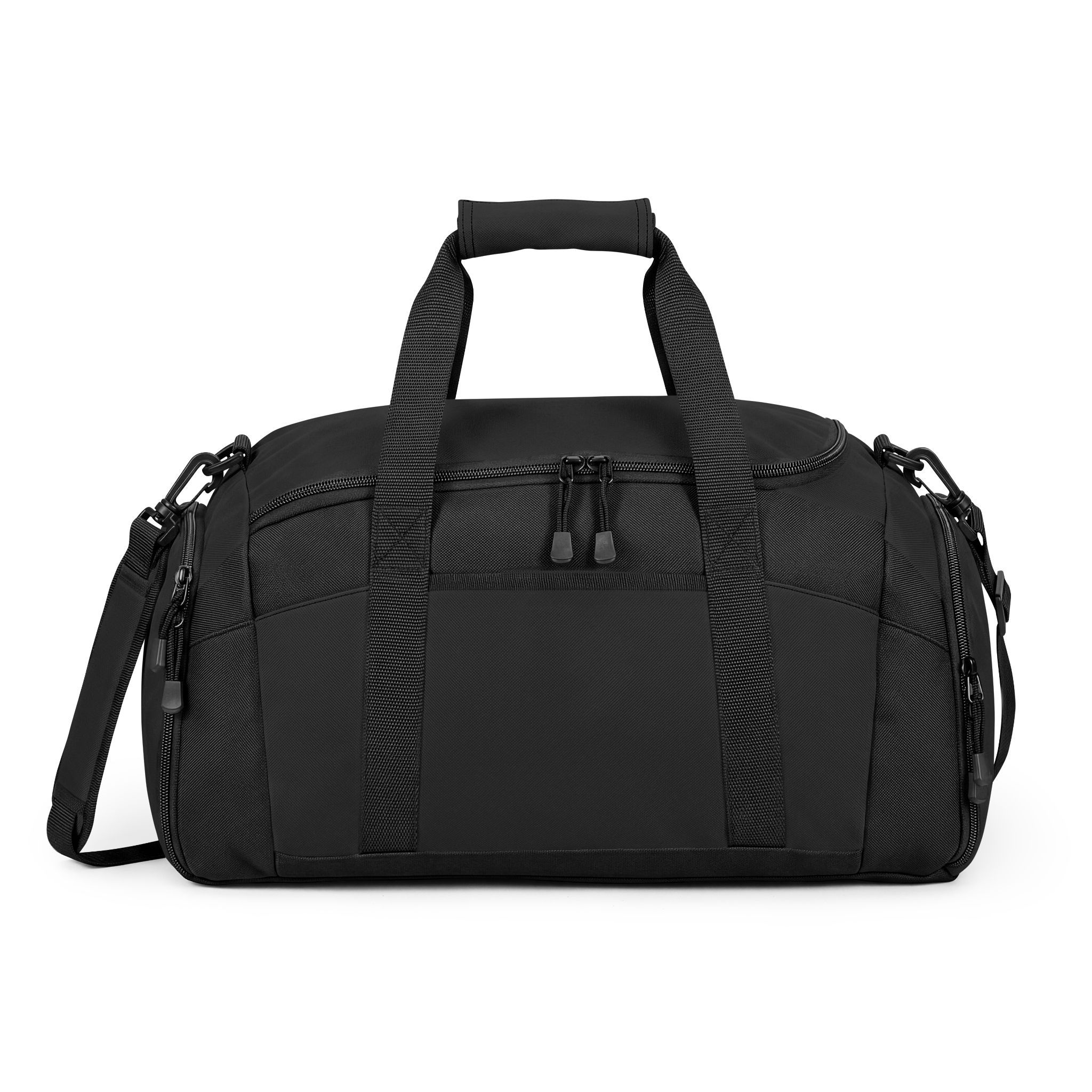 Black Sports Duffel Bag — Tactical Shield Logo Gym Bag