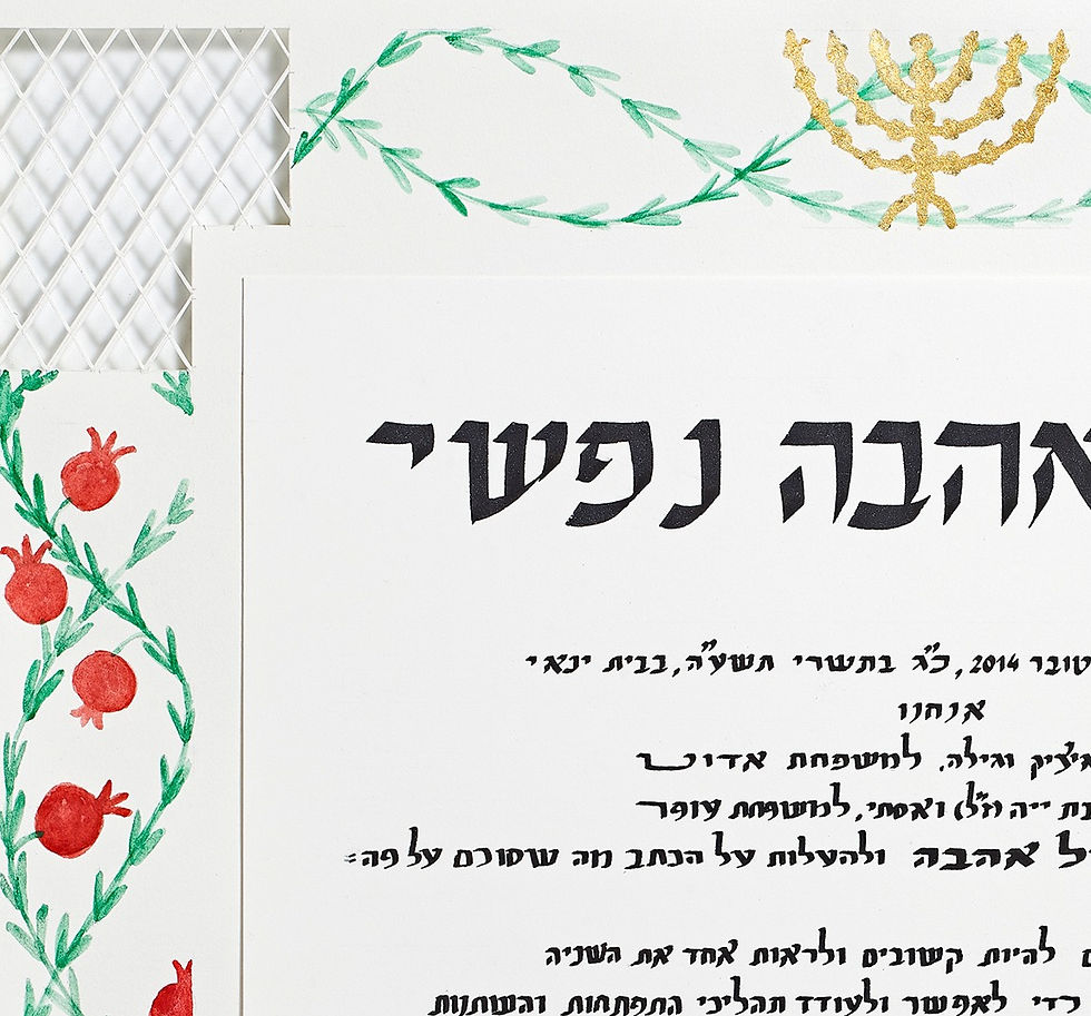 תמונה ממוזערת: כתובה בעבודת יד - דגם רימונים