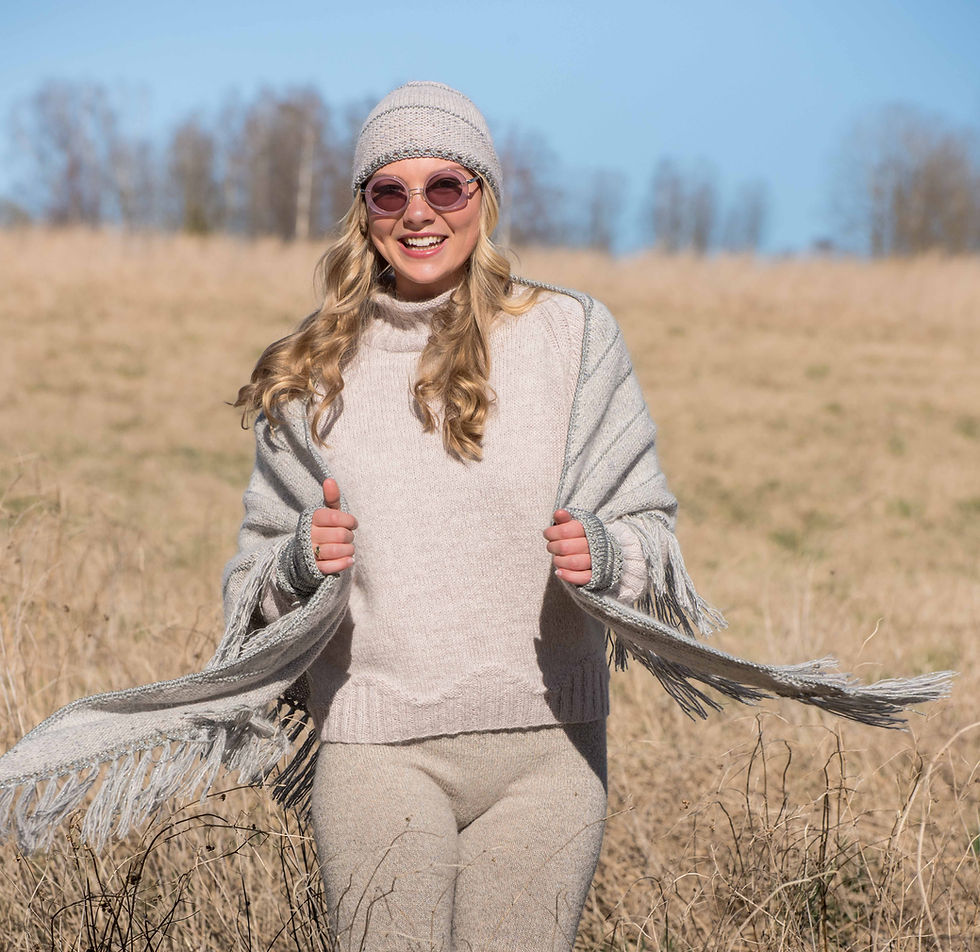 Miniatyrbilde: INUITT - lettstrikket sjal, lue og pulsvarmere