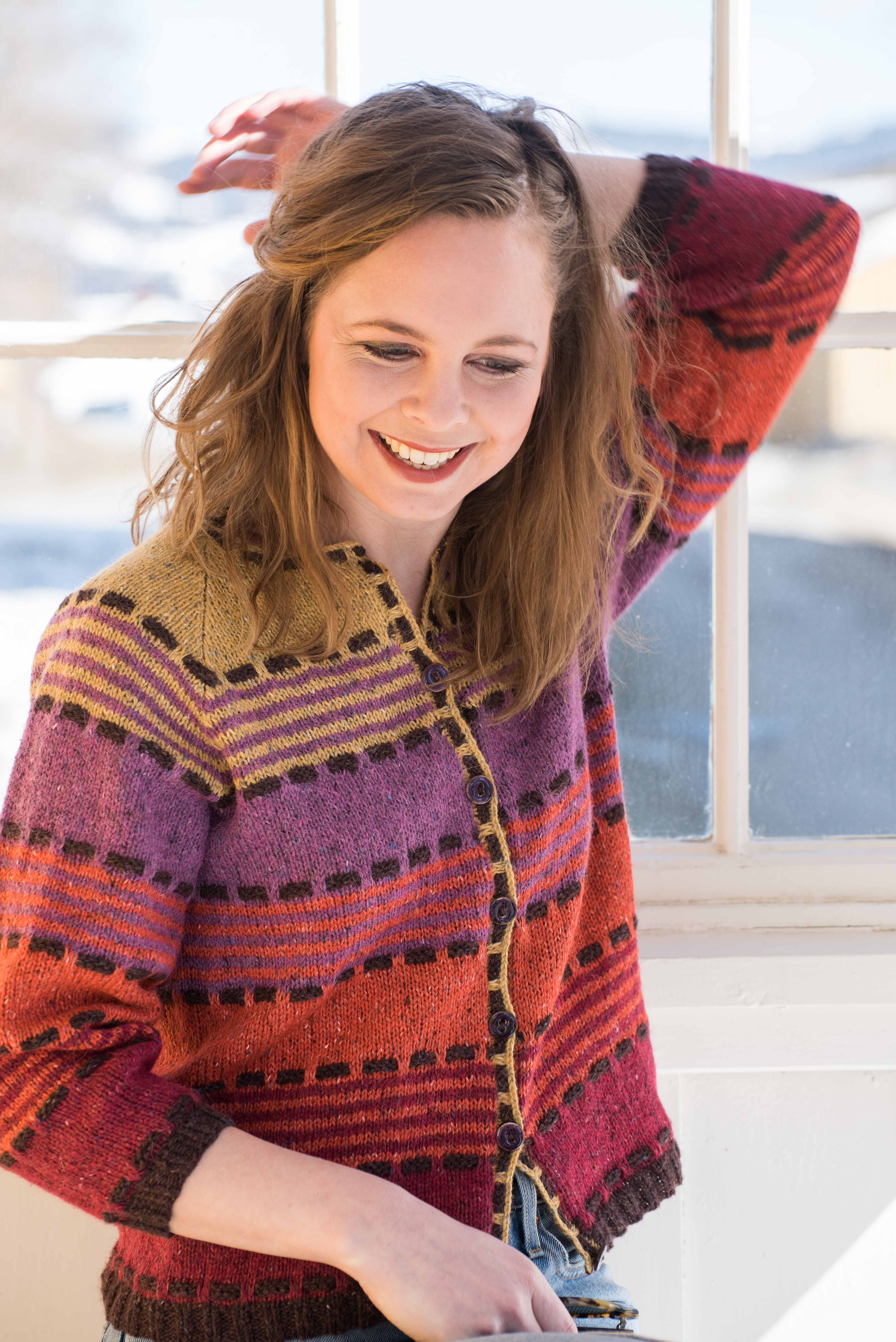 E 121 MORNING RED Jacket with stripes and raglan hem