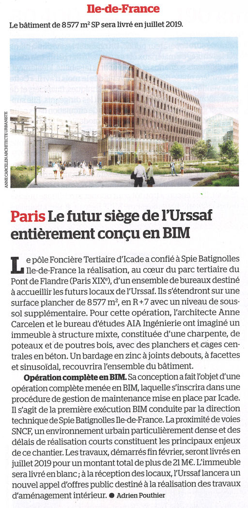 Paris le futur siège de l'Urssaf entièrement conçu en BIM