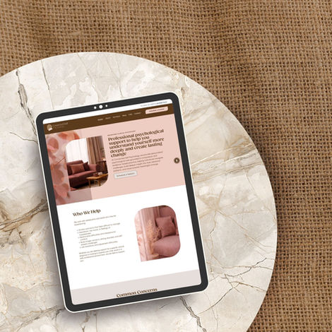 Connected Self Psychology website design by WILDE Studio displayed on a tablet