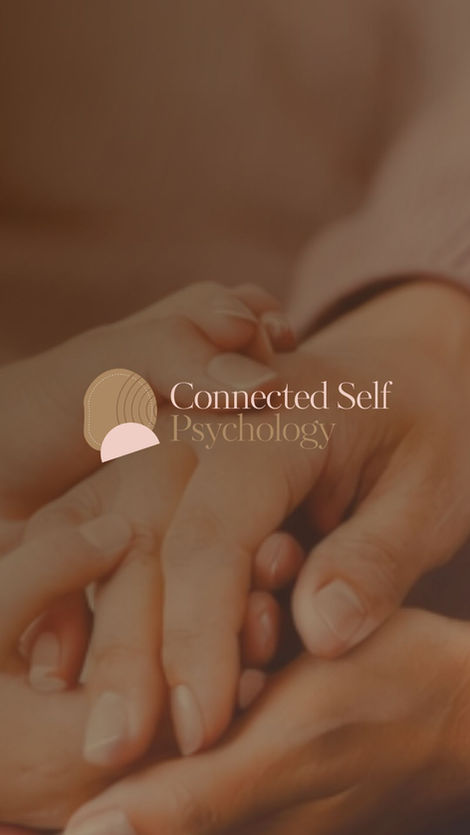 Connected Self Psychology logo by WILDE Studio over warm lifestyle imagery of a therapy session