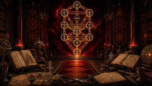 Custom AI-generated Hermetic temple imagery created by WILDE Studio for the Fellowship of the Golden Dawn