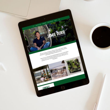Jamie Durie website services section on a tablet, designed by WILDE Studio