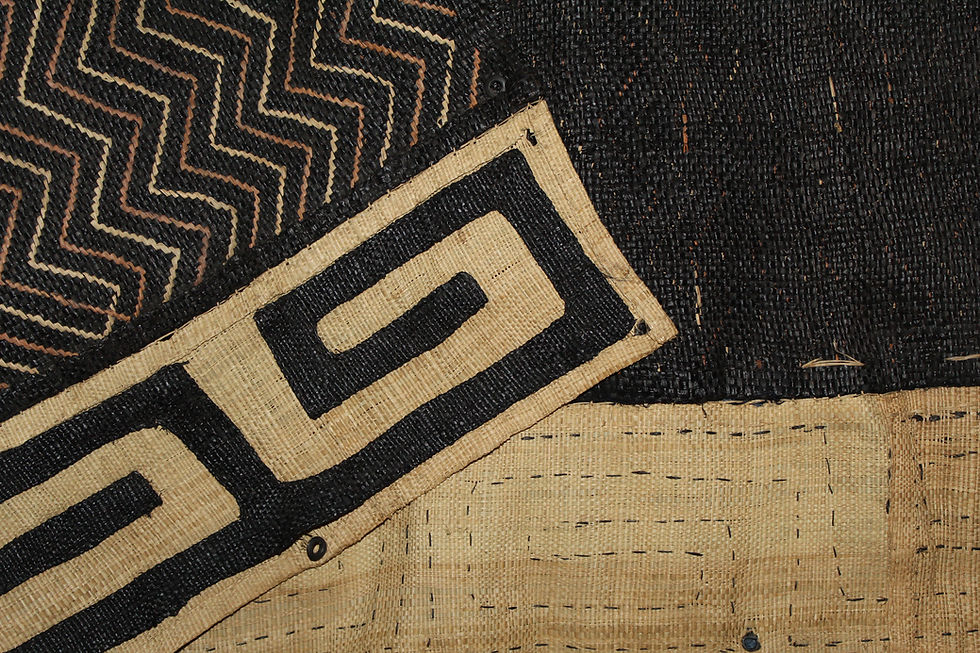 40 Inch Long Black Kuba Bakuba Fabric for Hom Decor/ Bakuba