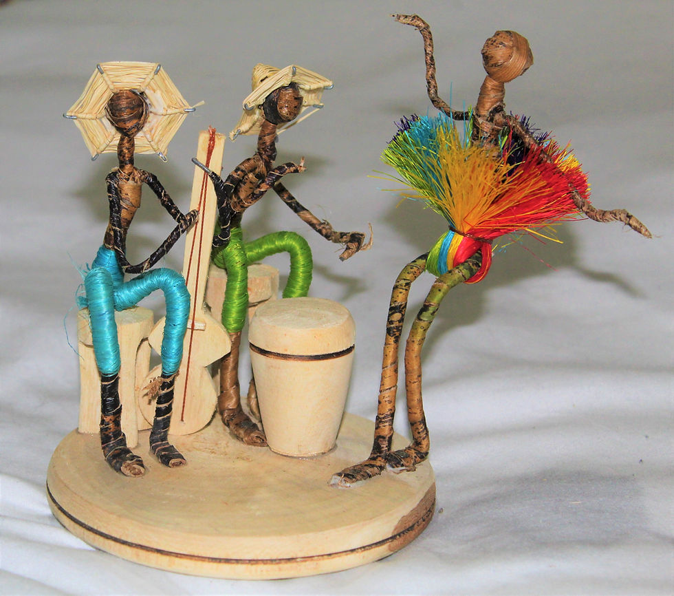 African Musical Band (Drummer, Guitarist & Dancer) Sculpture