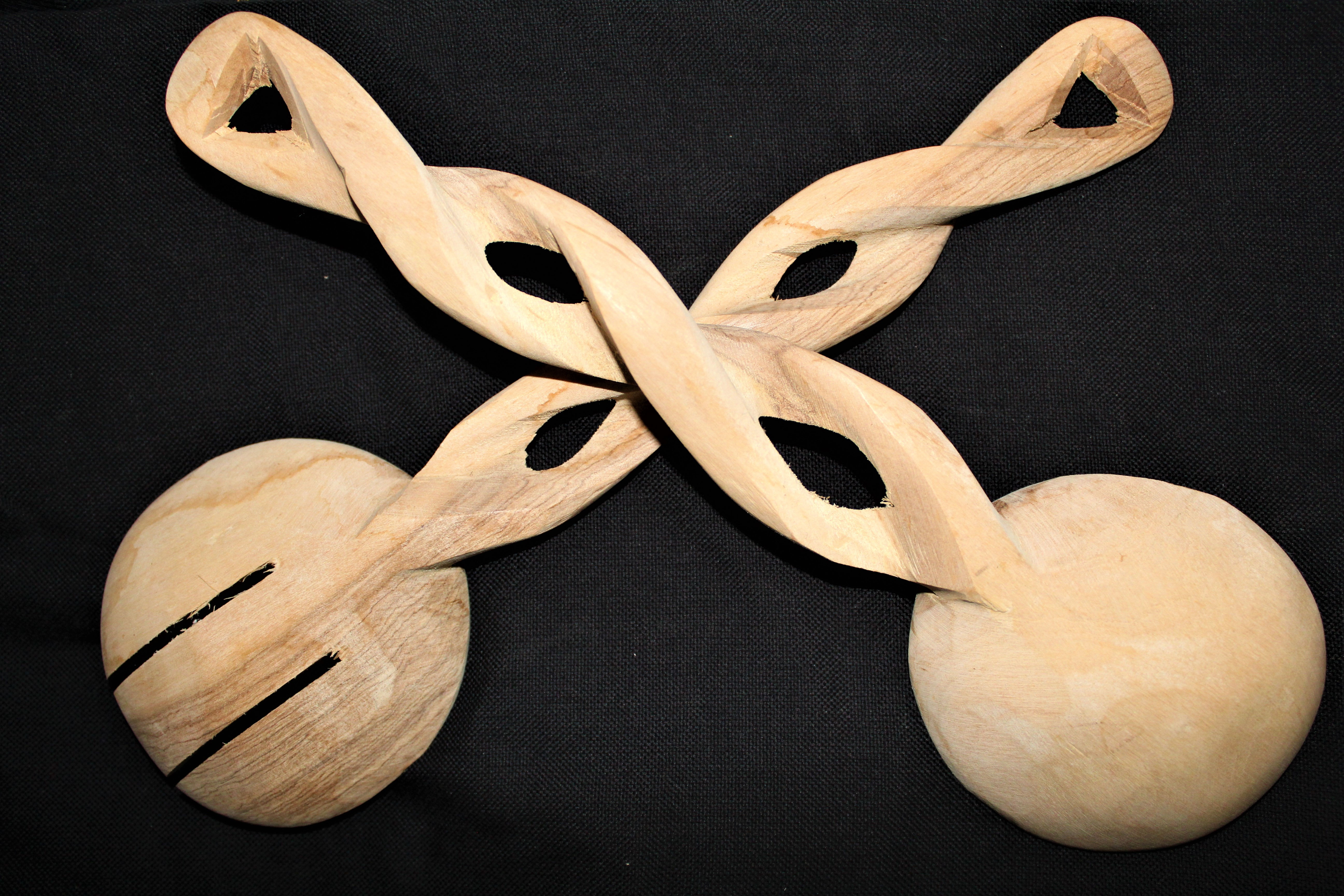 Twisted Olive Wood Salad Servers/Kenyan Salad Server Set/African Wooden Salad Se