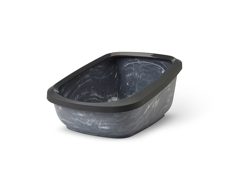 Aseo Jumbo Anthracite-White Marble Cat Litter Tray