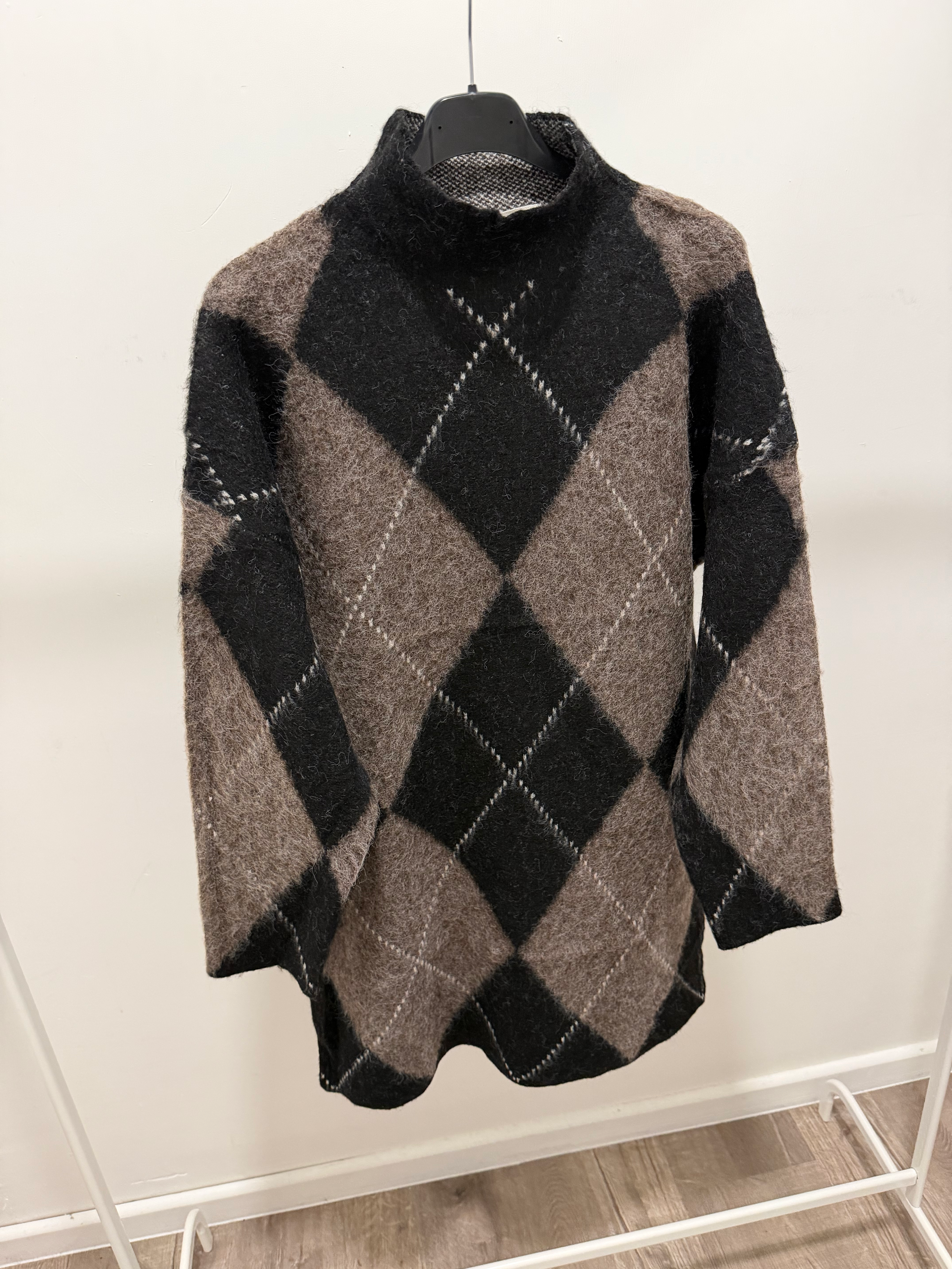 Argyle Knit Oversized Jumper Dress