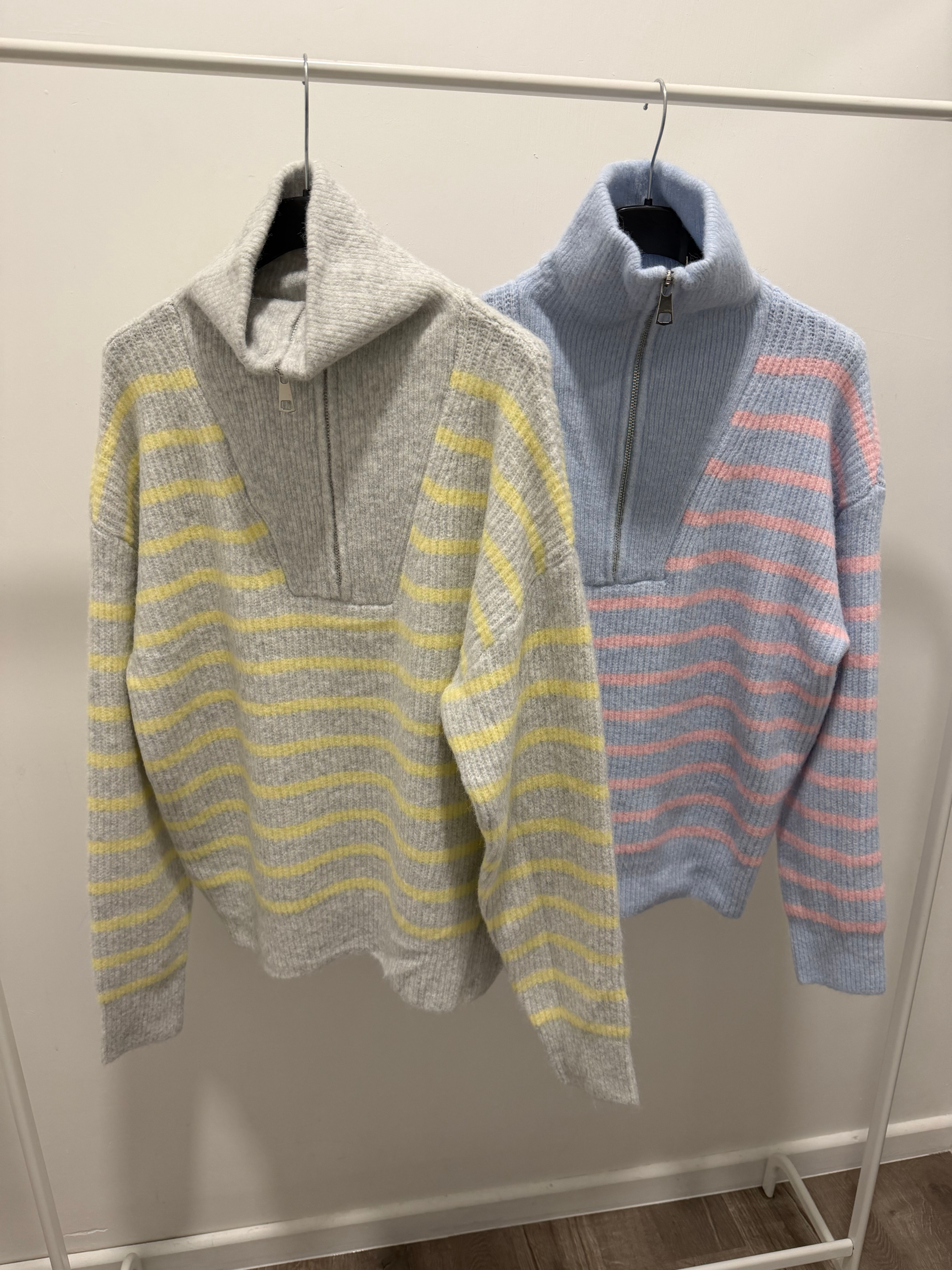 Knit Stripe 1/4 Zip Sweater