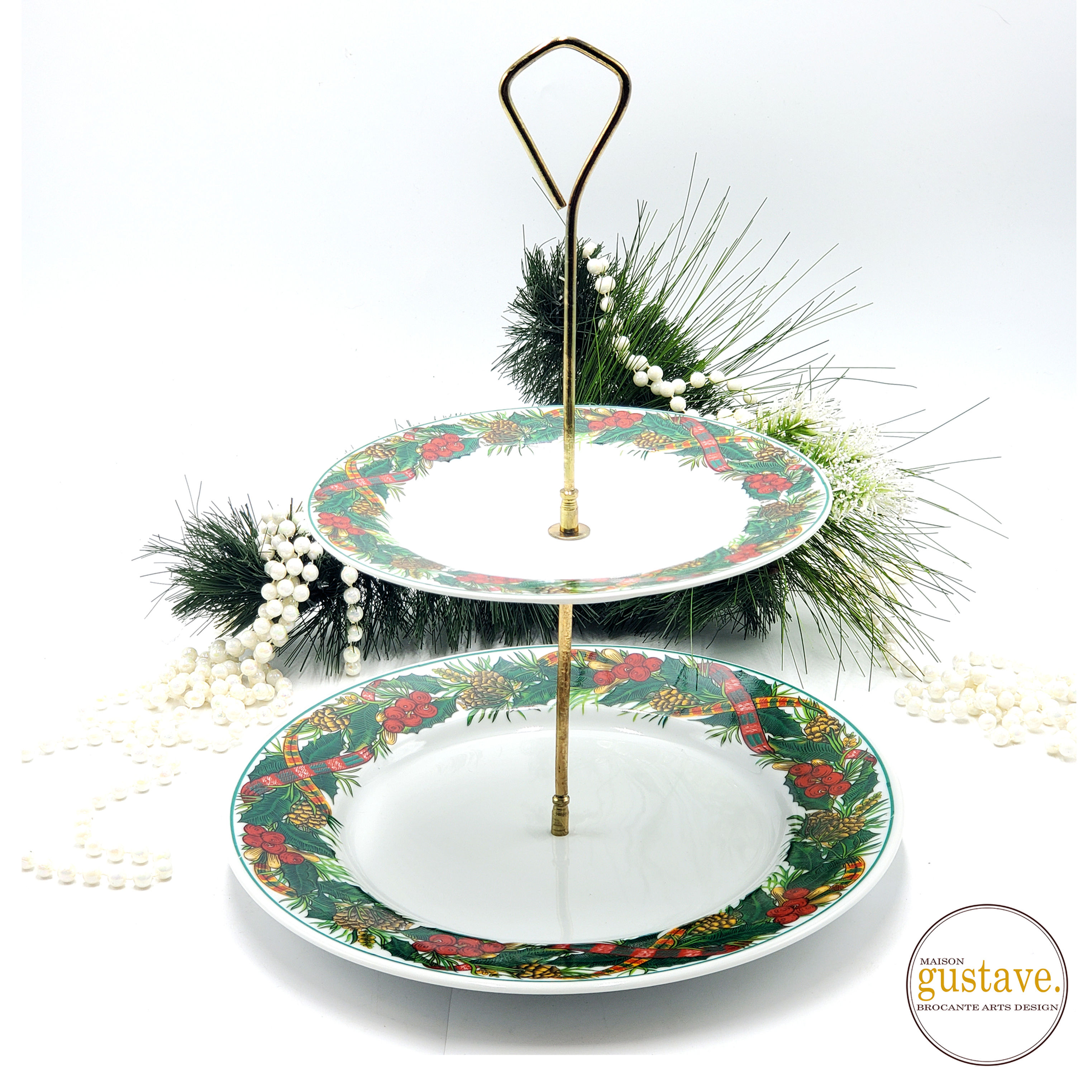 Plat de service 2 étages Kopin | Christmas Heritage