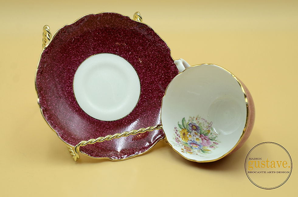 Miniature : Tasse et soucoupe Coalport en fine porcelaine