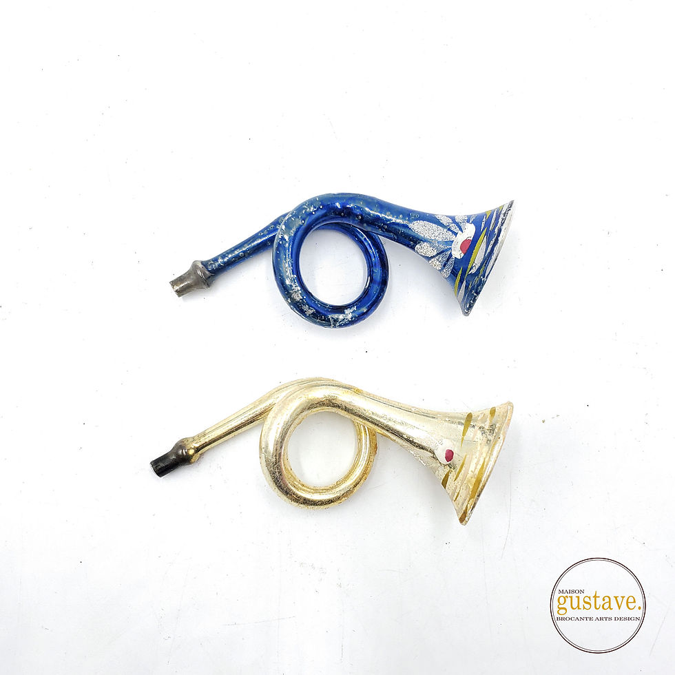 Trompettes en verre peintes à la main | Ornement de Noël