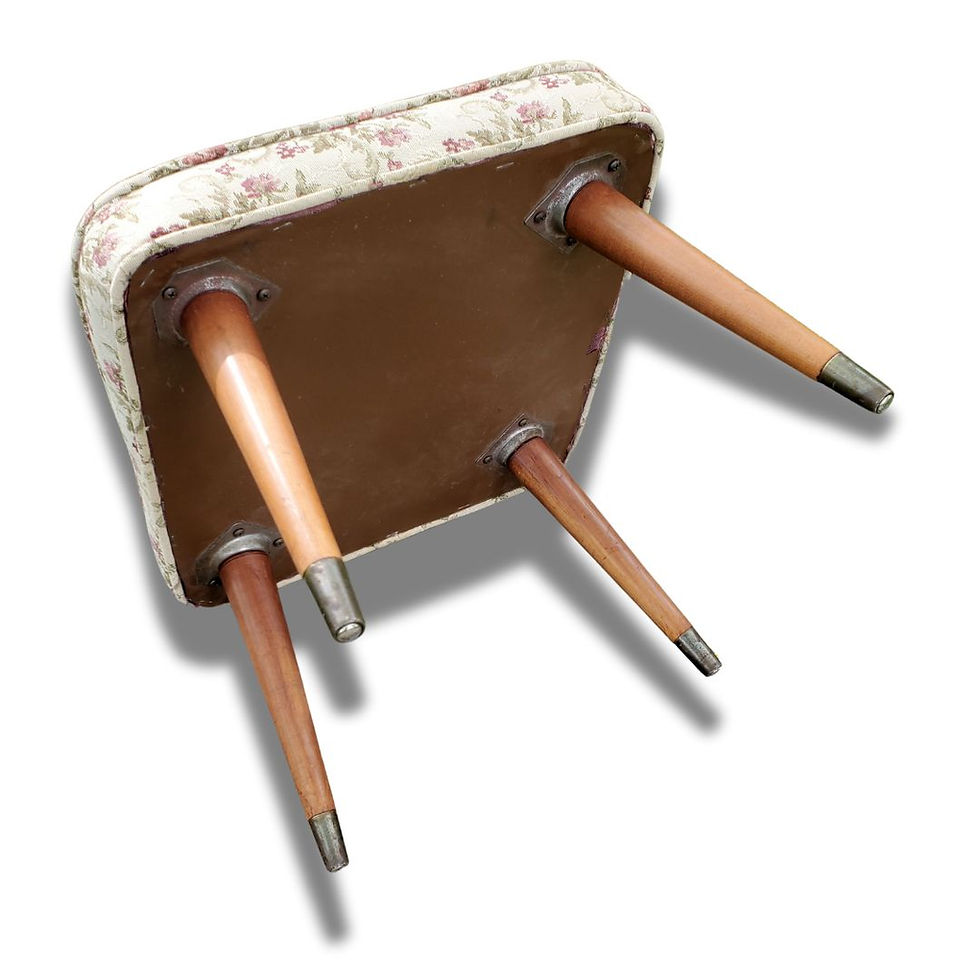 Miniature : Repose-pieds Midcentury Modern | Bois et tapisserie