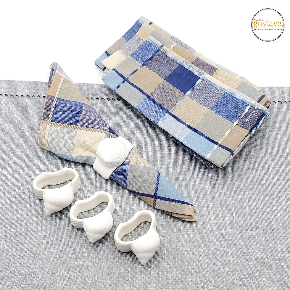 Ensemble de 4 anneaux de serviette blancs | Coquillage