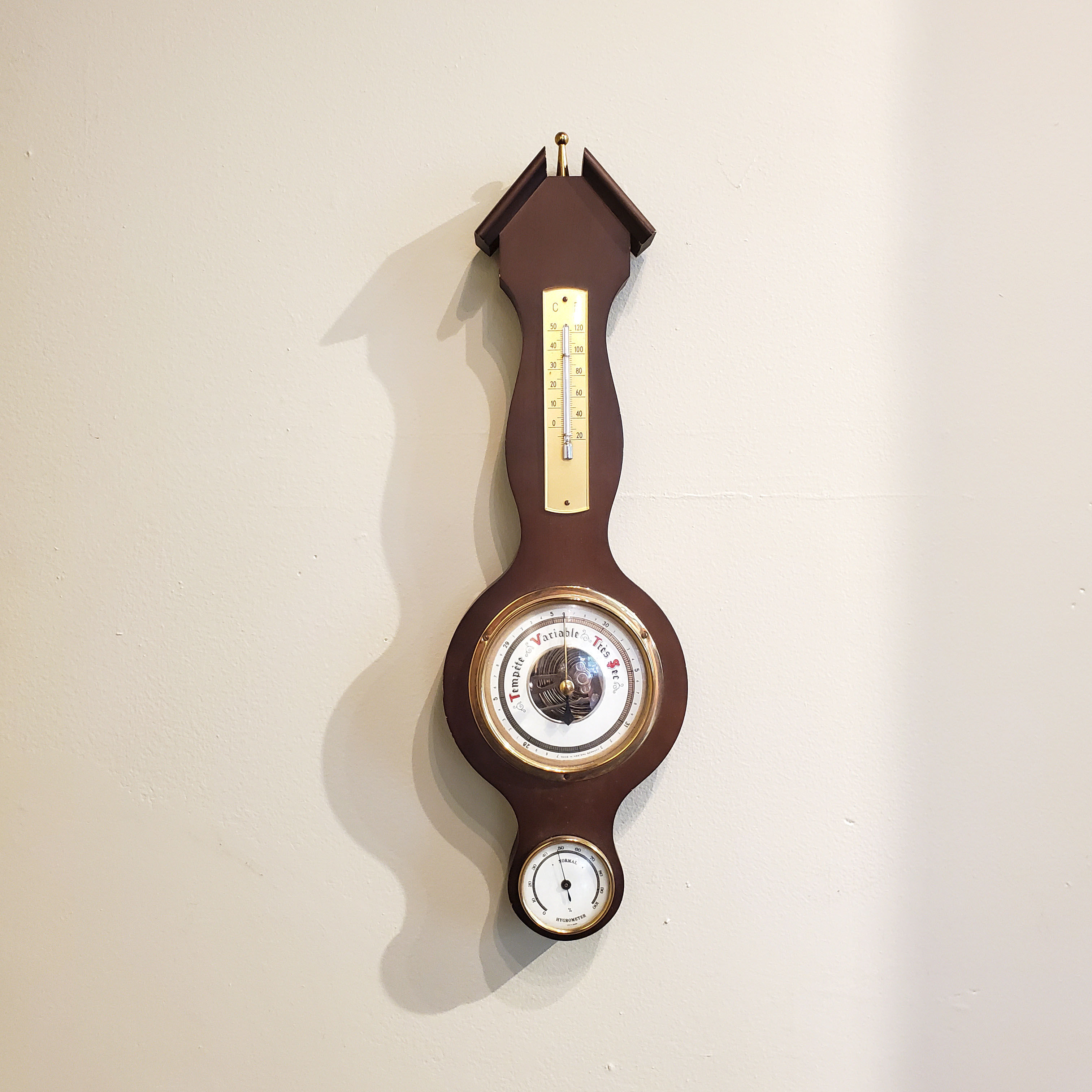 Baromètre mural en bois fabriqué en Allemagne de l'Ouest