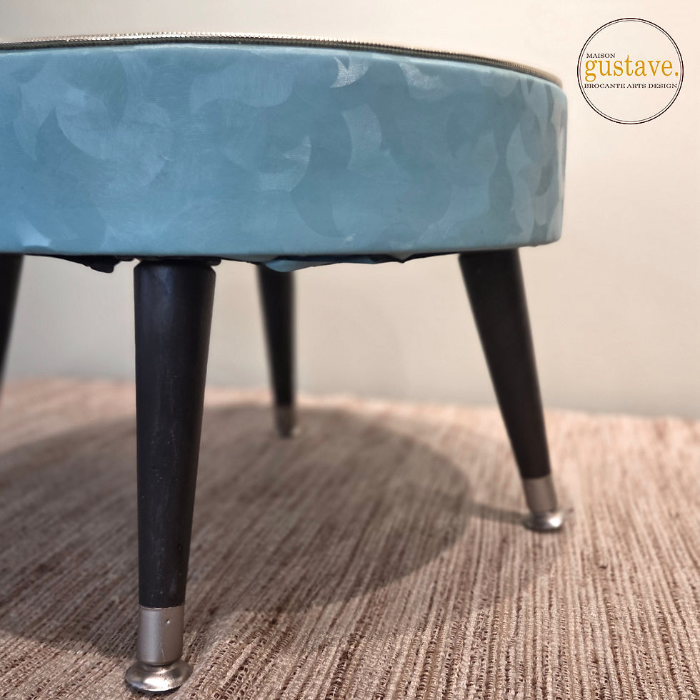 Ottoman | Repose-pieds bleu turquoise Midcentury Modern