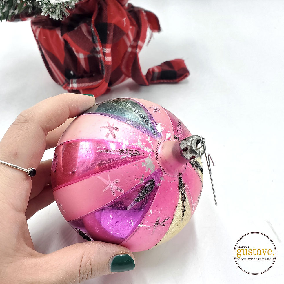 Ornement jumbo en verre pour sapin rose et bleu