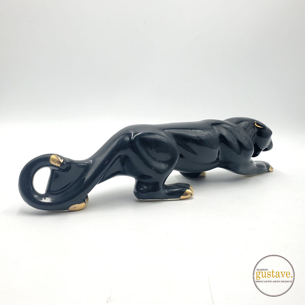 Panthère noire en céramique Midcentury Modern