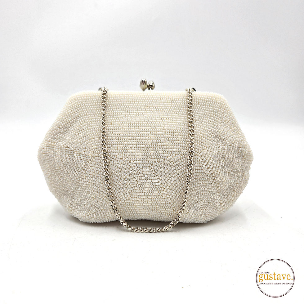 Miniature : Sac à main de soirée perlé blanc crème