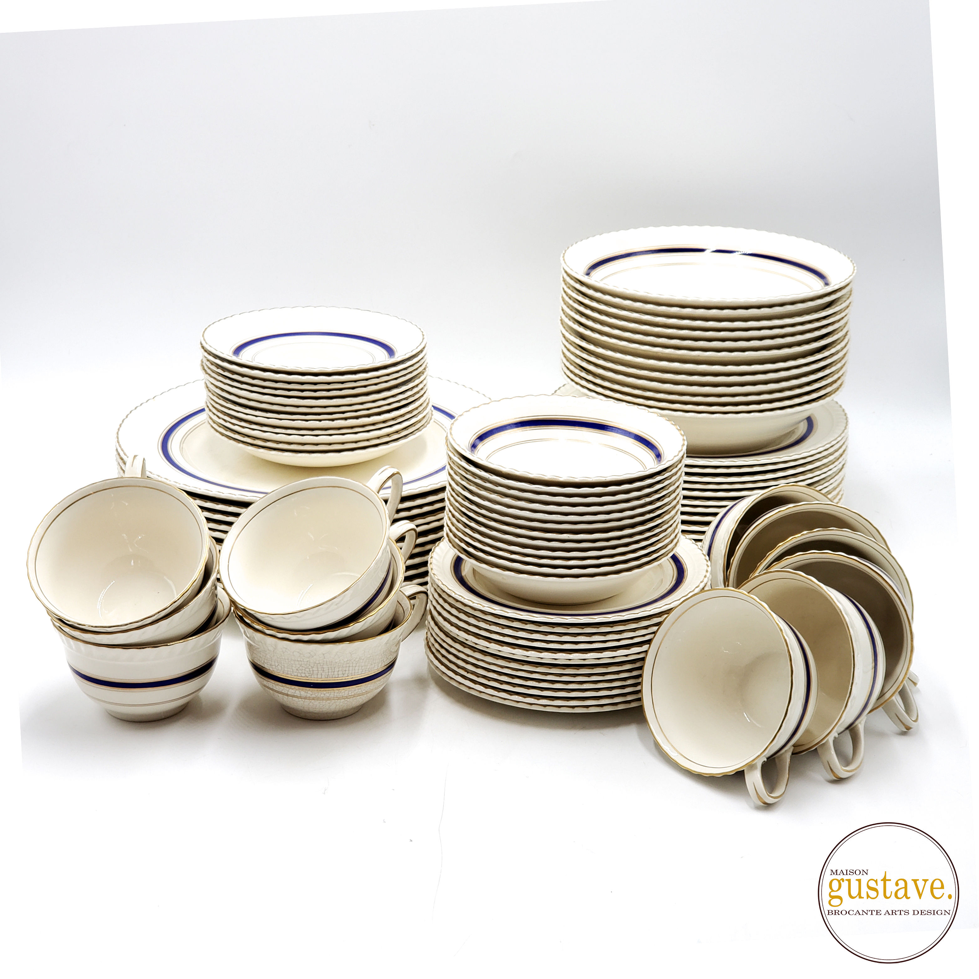 Old English Johnson Bros pour 12 personnes | Bleu cobalt