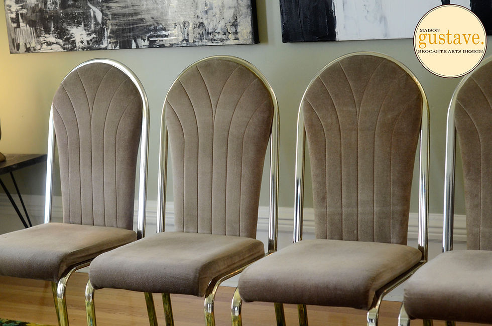 Miniature : Ensemble de 4 chaises vintage métal et velours