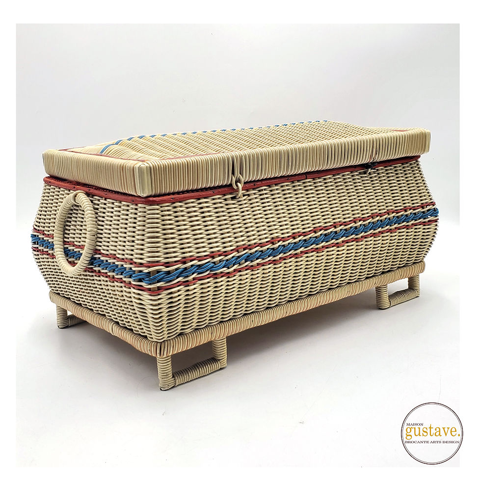 Miniature : Grand coffre de couture tressé | Tchécoslovaquie