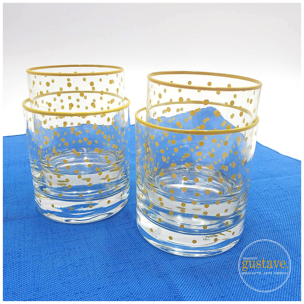 Miniature : 4 verres Cerve à pois jaunes
