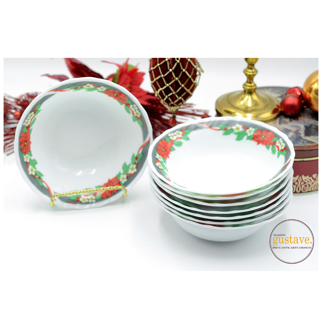 Bols de Noël en verre de lait (Milkglass) | Poinsettia