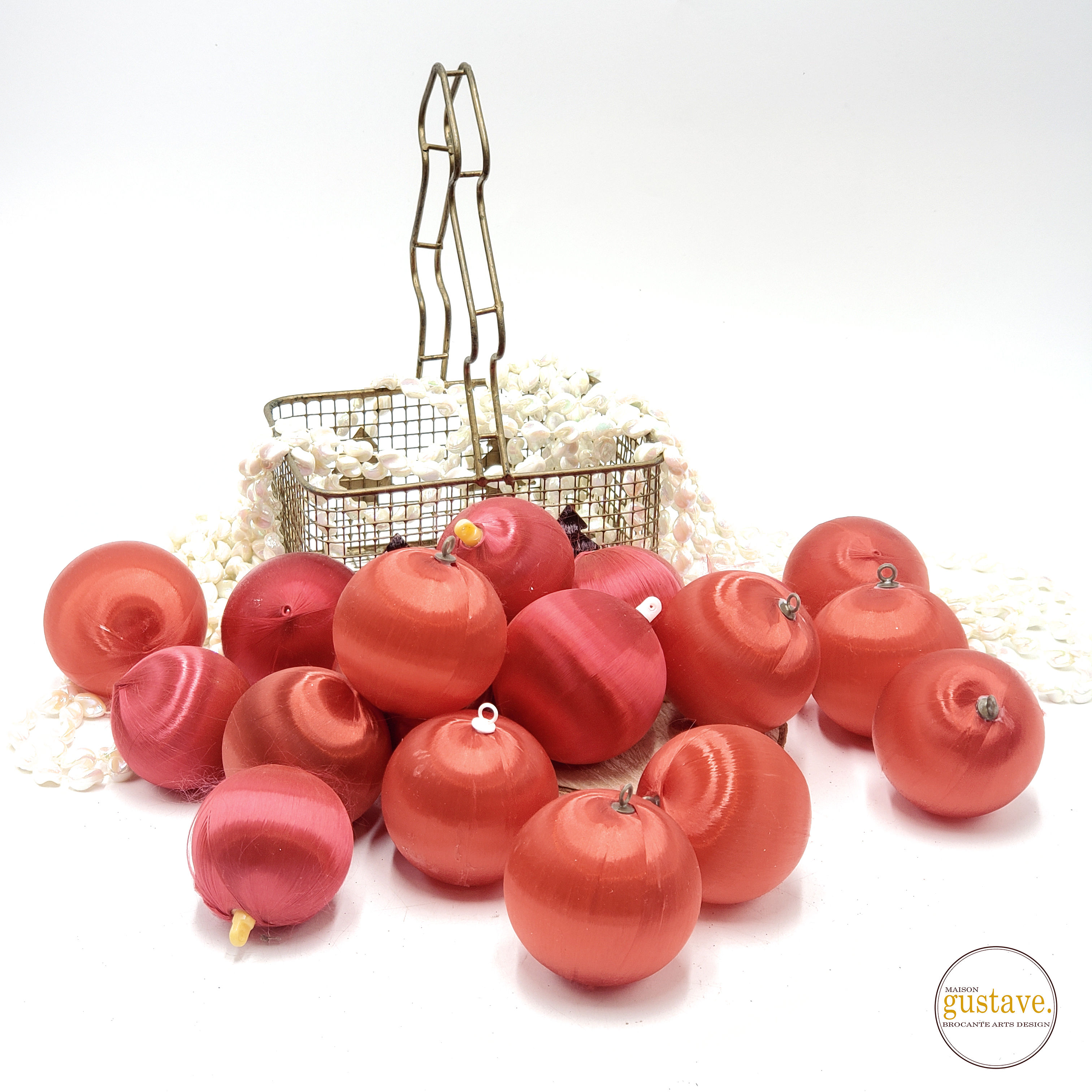 20 boules de satin rouge pour arbre de Noël