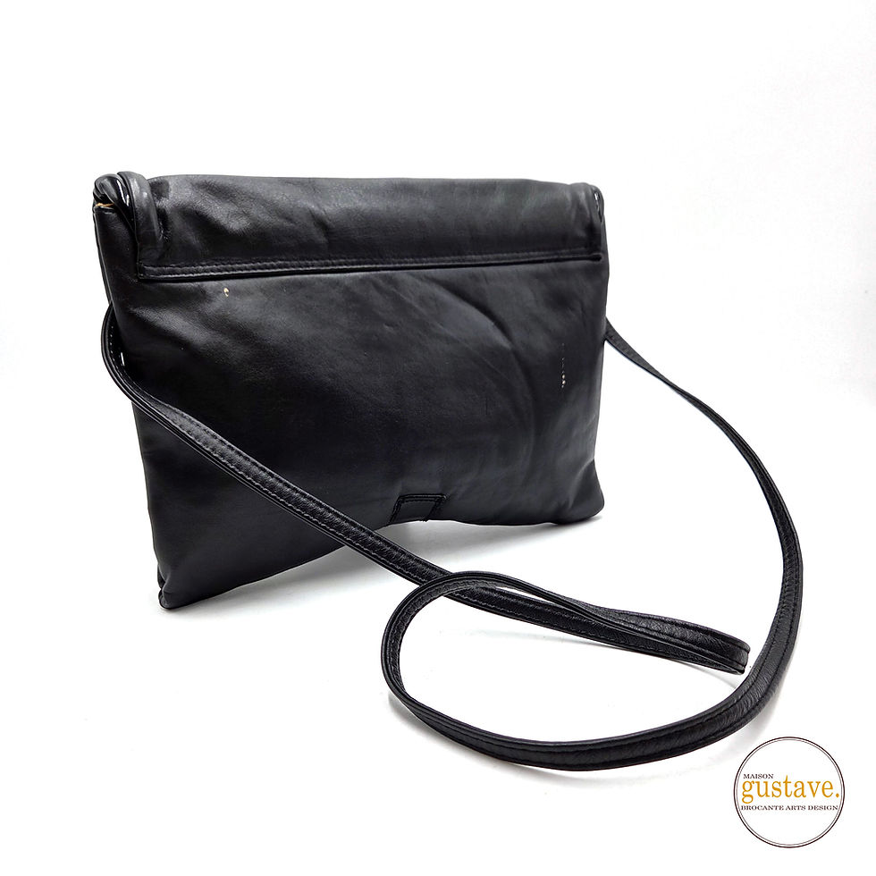 Miniature : Sac à main 80's en cuir noir