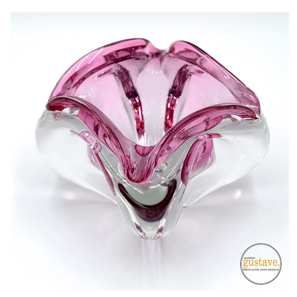 Miniature : Bol en verre soufflé rose Josef Hospodka | Tchécoslovaquie