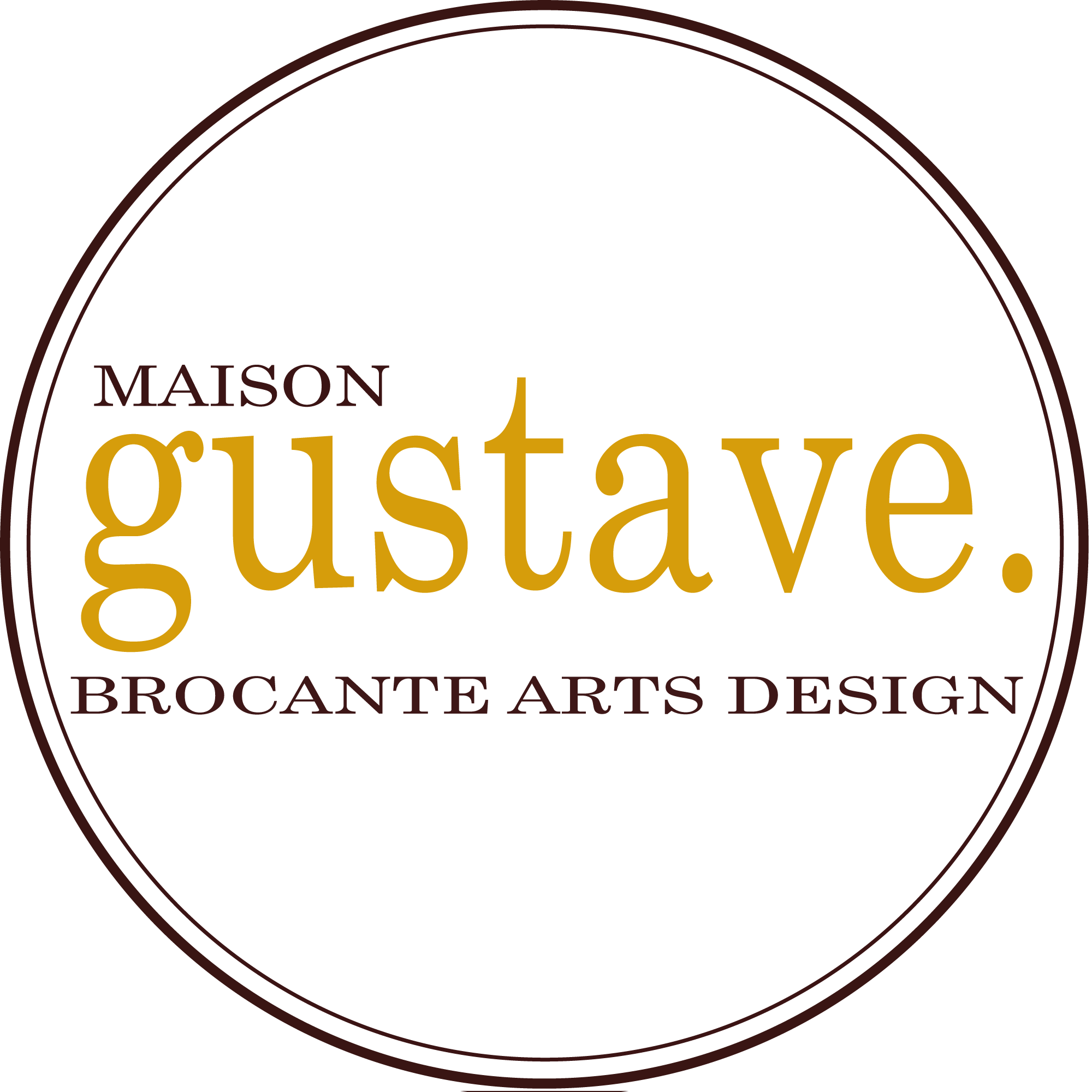 Logo rond écrit Maison Gustave Brocante Arts Design