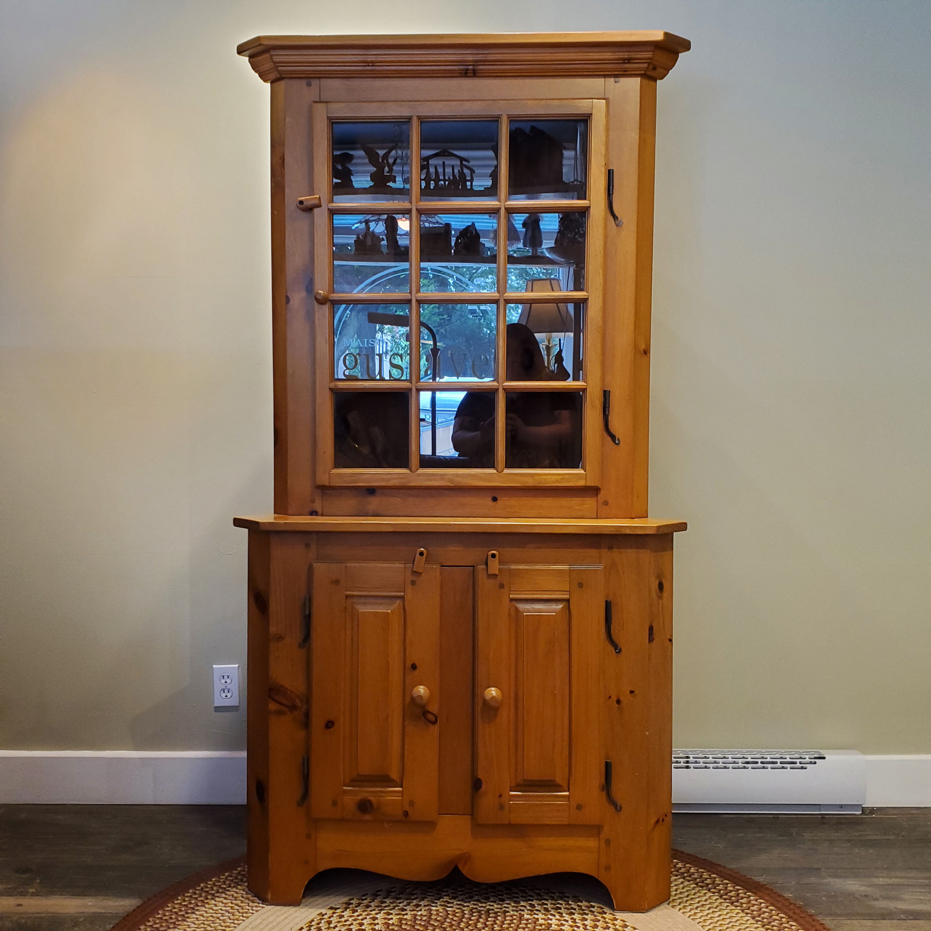 Encoignure en pin vitrée | Meuble en coin