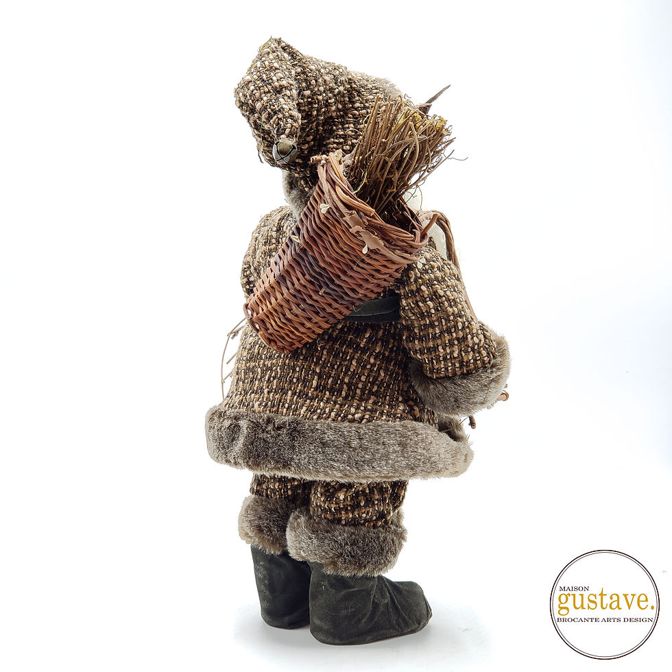 Miniature : Figurine de Père-Noël 16 po avec panier d'osier au dos