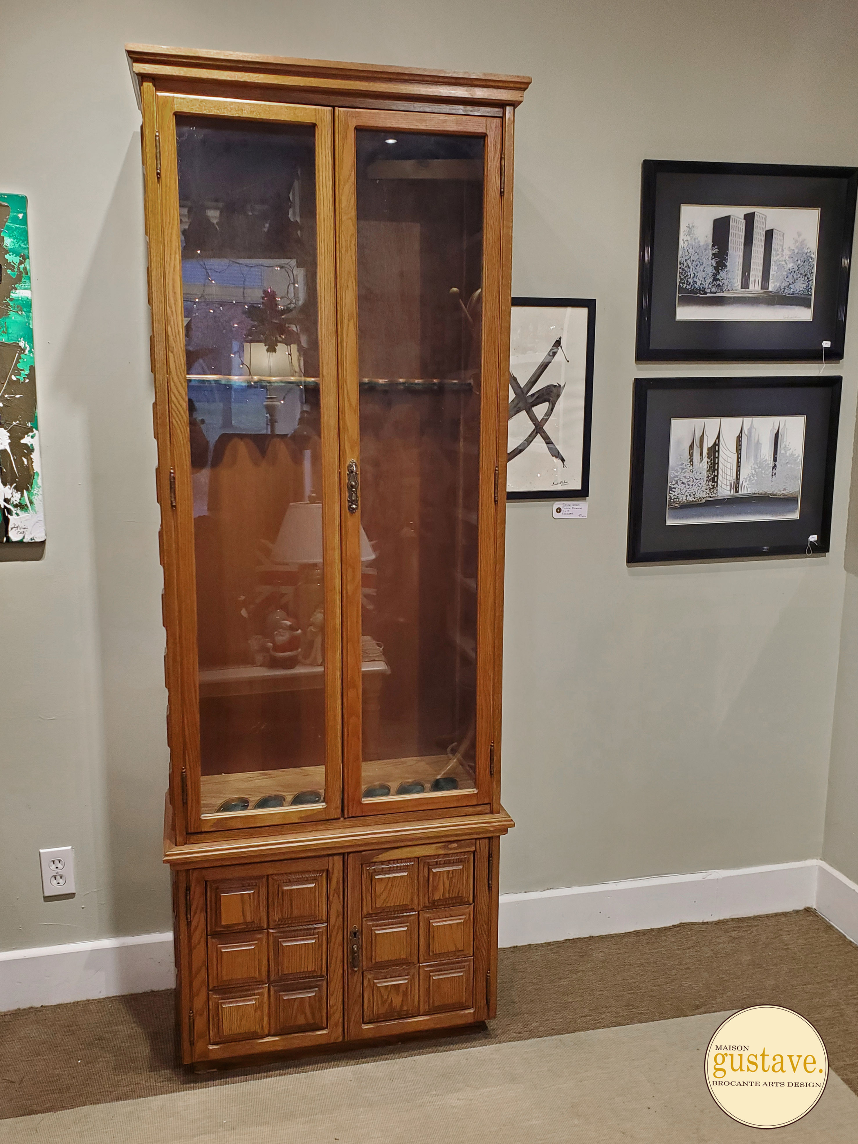 Armoire à carabines vitrée en bois | Avec clé