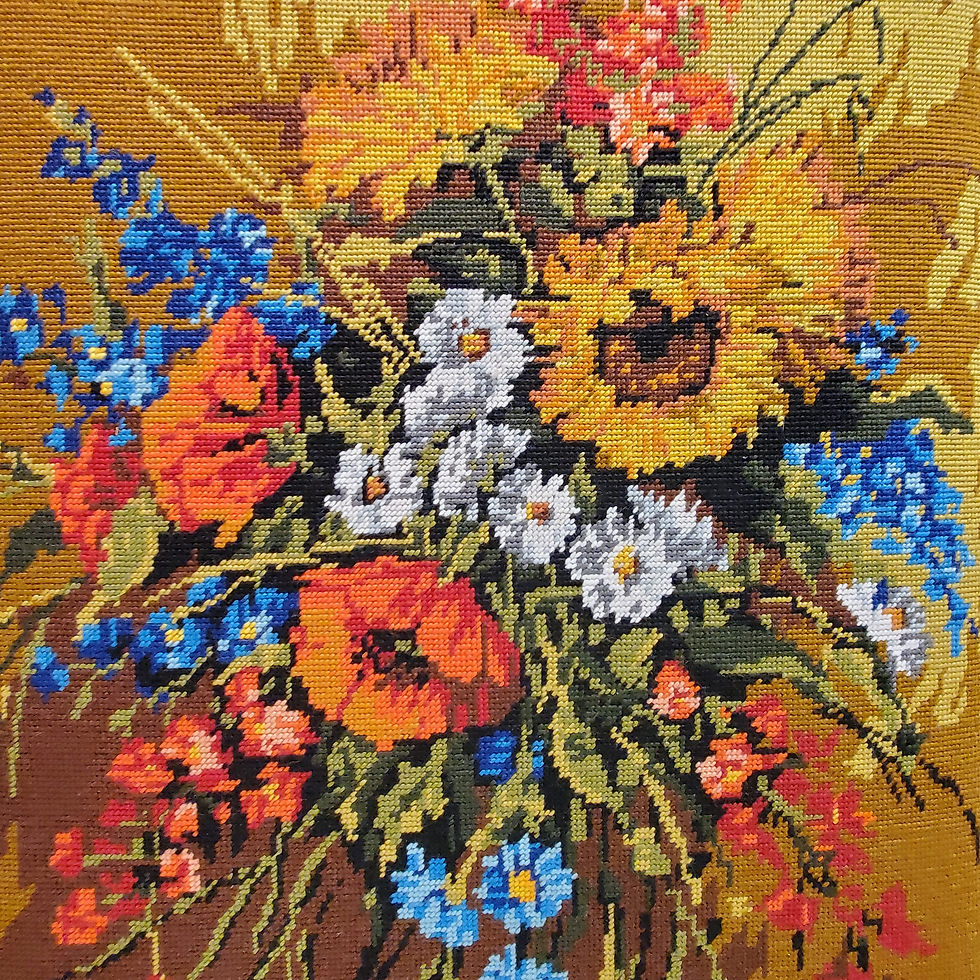 Petit point bouquet de fleurs | Encadrement professionnel