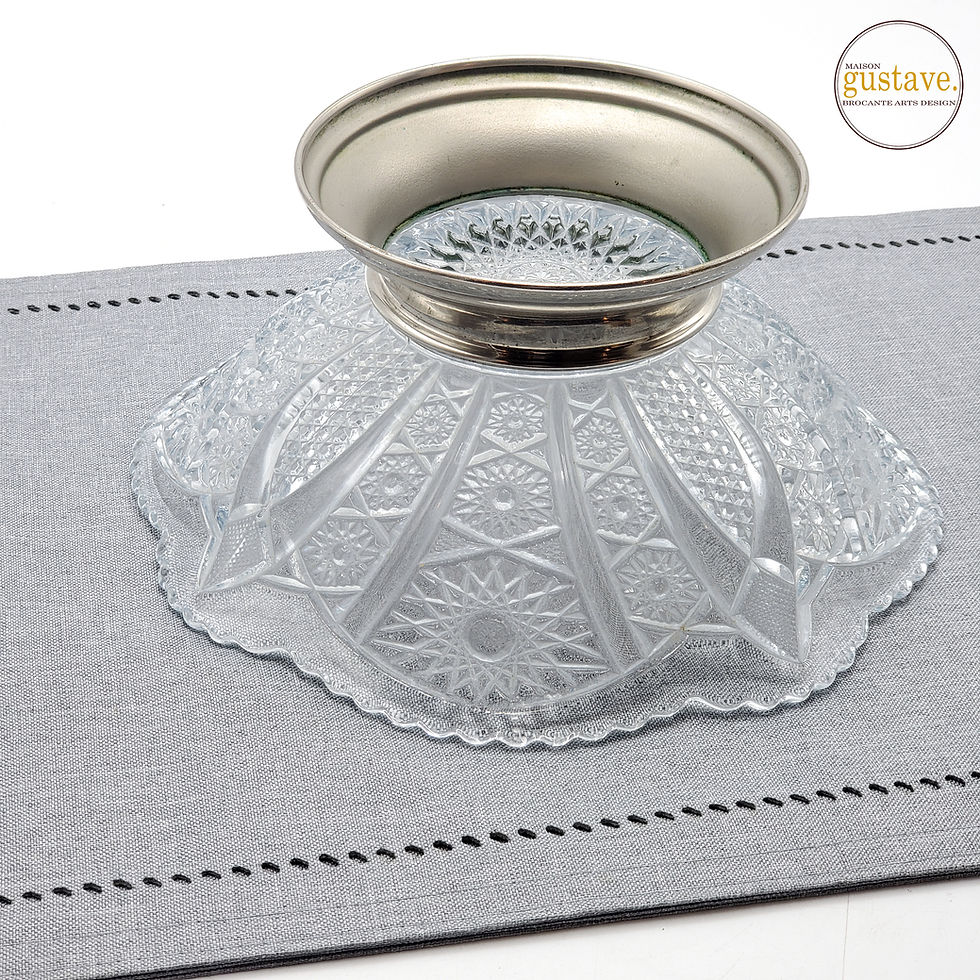 Miniature : Bol de service en verre taillée et base chrome