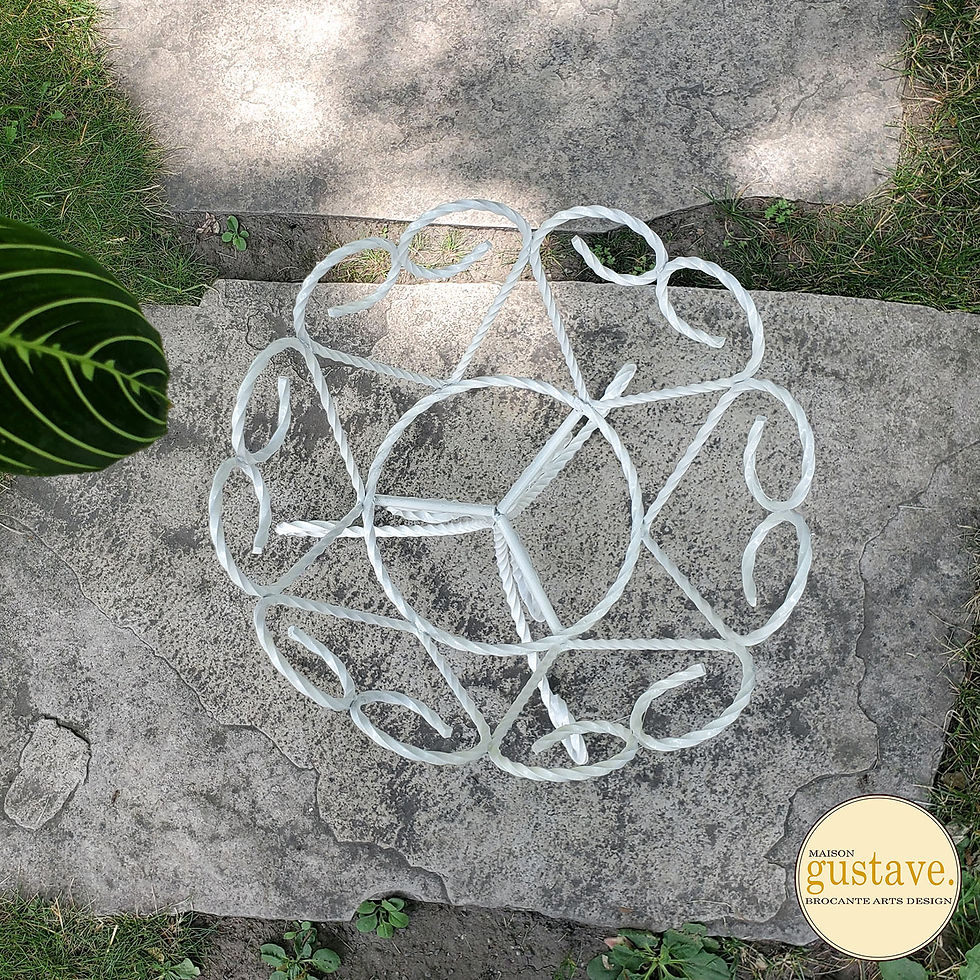 Miniature : Support à plantes en fer forgé blanc, plus grand