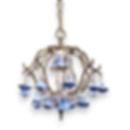 Luminaire suspendu floral en porcelaine et cage de laiton