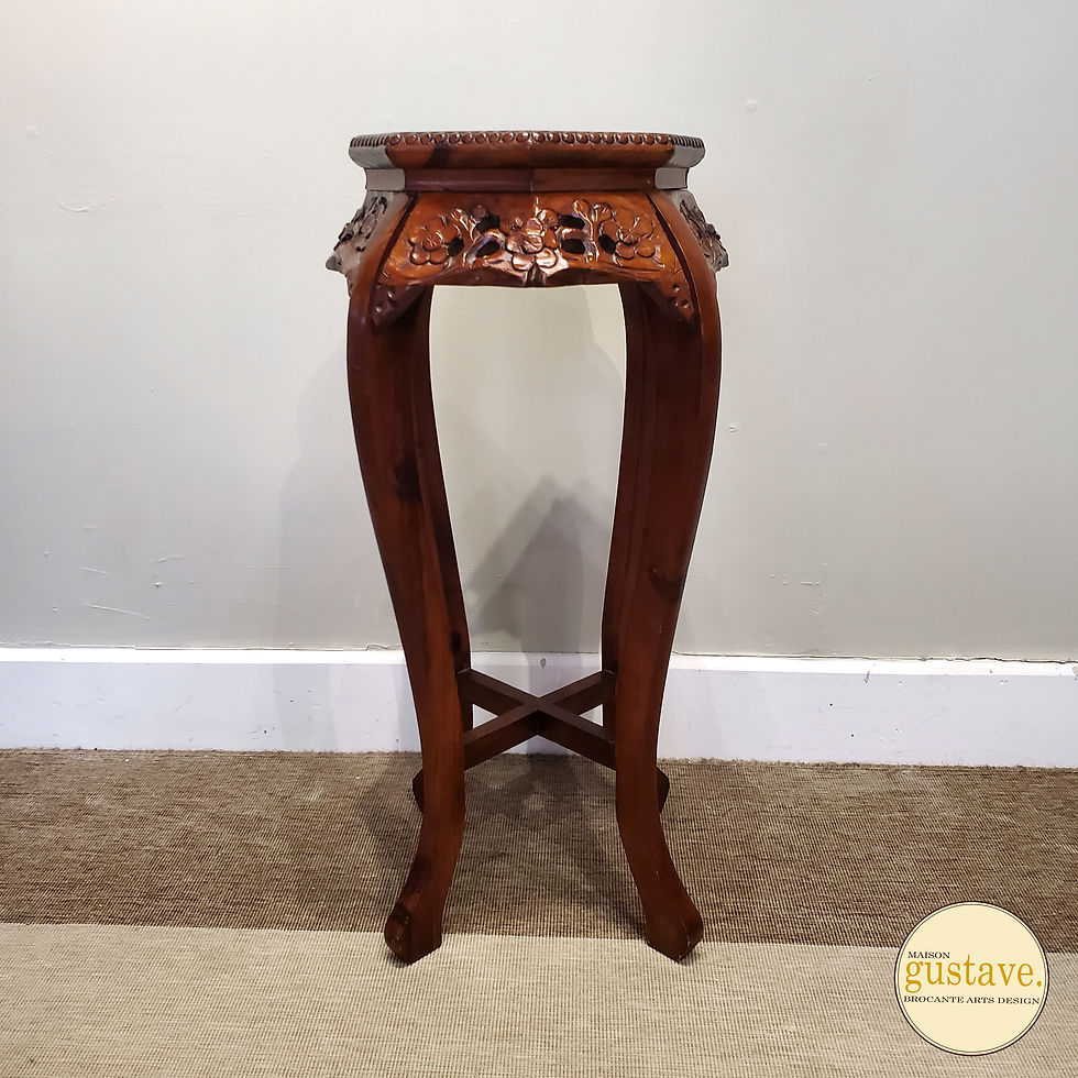 Miniature : Table d'appoint en bois et marbre | Sellette