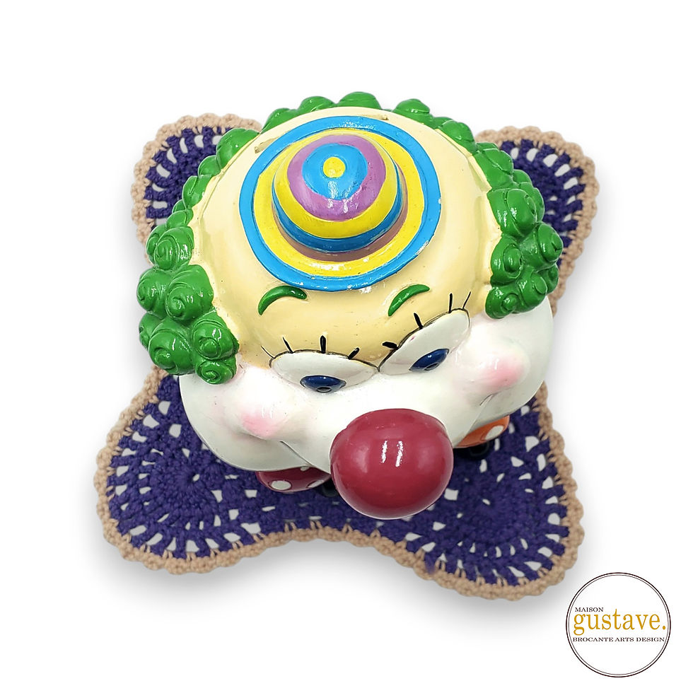 Miniature : Tirelire clown en céramique avec pieds sur ressorts