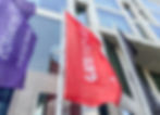 GATE Future flag flying in front of the conference venue in Berlin