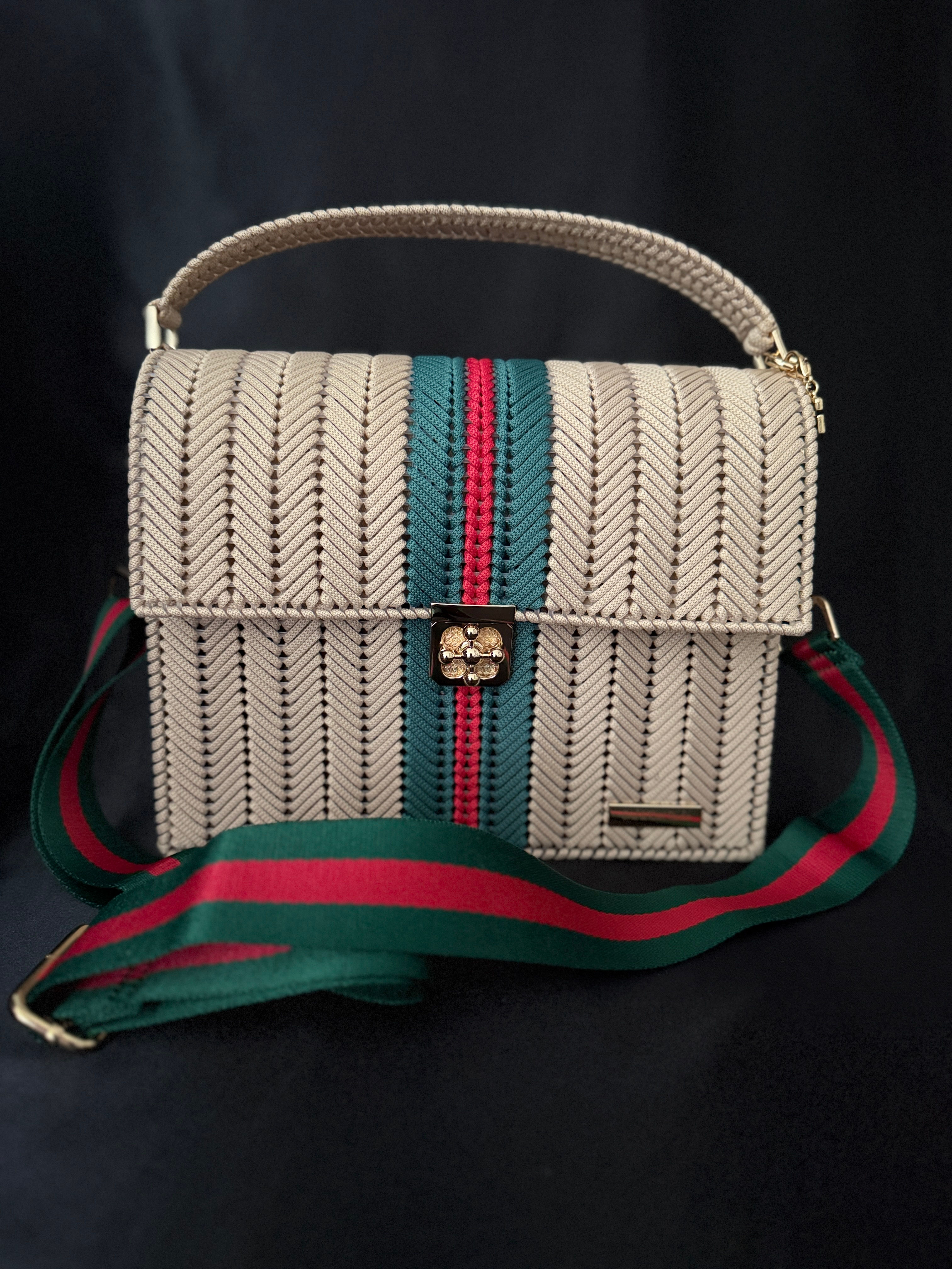 "Chelsea" Chevron Crossbody – Sporting Luxe & Woven Sophistication